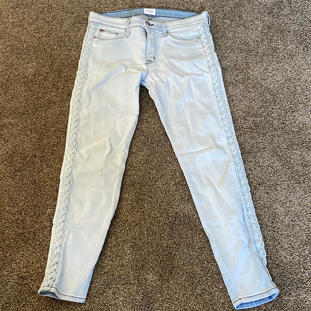 Cropped jeans with braid detail